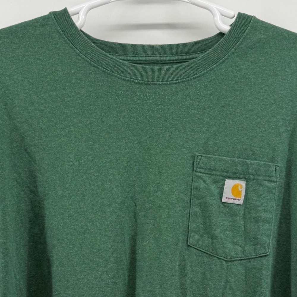 Carhartt K126 Mens 4XL Loose Fit Long Sleeve Pocket T-Shirt Heather Green